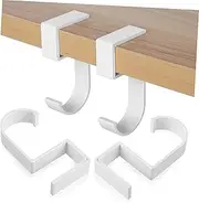 KOCKSHION 4pcs Table Hook Adjustable Hooks Purse Hook Purses Handbags Headrest Door Removable Bag Hook Hanger Seat Office Cubicle Desk Holder Pole Cord Portable Foldable Aluminum Alloy White
