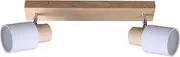 Lexi Lighting Daphne 2 Light Spot Light, White TC Shade, E27 LED Natural Wood Adjustable Directional Track Lighting Modern Indoor Flush Mount Ceiling Light for Bedroom, Living Room, Kitchen Island