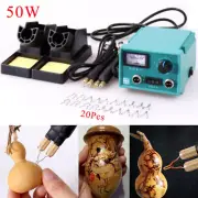 110-220V Electric Wood Burning Pen Tool Pyrography Machine Set Kit Burner Tunmer