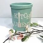 NEW! Boston Warehouse Utensil Holder Stoneware for Kitchen Chef Tools Light Blue