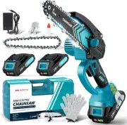 Mini Chainsaw Cordless 6 Inch, Battery Powered Chainsaw with LED Light, Safety L