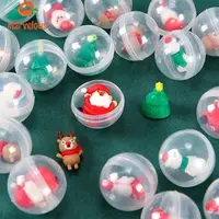 在飛比找蝦皮購物優惠-迷你pvc透明樹脂聖誕老人扭蛋家居裝飾聖誕樹掛球兒童玩具
