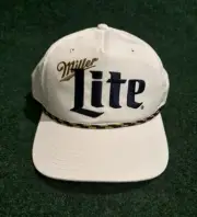 NEW Miller Lite Throwback White Rope Adjustable SnapBack Hat Cap Mad Engine