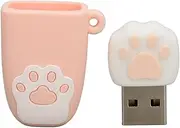 64GB USB2.0 Flash Drive in Cute Cat Paw Shape, Cartoon Style, Portable and Vibration Resistant, Compatible with Windows and OS X, Pink
