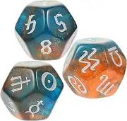 Hohopeti 3pcs Sided Acrylic Dice for Tarot and Divination Stable Lightweight Gaming Dice Style Dices for Table Games and Collectibles