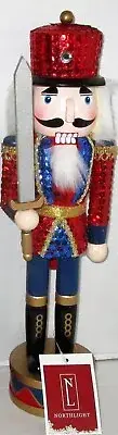 Christmas Nutcracker SOLDIER W/BLUE & GOLD SEQUIN JACKET 14.25" By Northlight