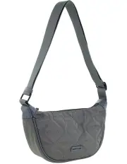 [PIERRE CARDIN] Nylon Crescent Cross-Body Bag in Grey