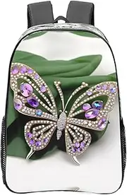 [DRTGEDS] Rhinestone Butterfly Clear Backpack,High Capacity Clear Bag For Travel,Work,Festival, Concerts Women Men Unisex
