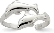 [JewelryWeb] 925 Sterling Silver Solid Polished Dolphin toe ring