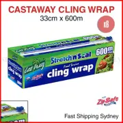 6x Cling Wrap Dispenser Slide Cutter Castaway Holder Plastic Clear 600m x 33cm