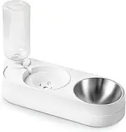 Marchul Stainless Steel Dog & Cat Bowls, Dog Cat Food and Water Bowl Set with Automatic Water Dispenser Bottle, Detachable Stainless Steel Food Bowl for Cats and Small Dogs Kitten Puppy Rabbit