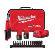 Milwaukee Ratchet Kit 1/4" 12V Brushless w/ Impact Socket Set 1/4" Drive Metric