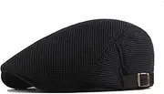 [Lifup] Men's Mesh Flat Cap Breathable Summer Adjustable Newsboy Hat Ivy Gatsby Cabbie Driving Hat
