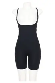 Spanx L135840 Thinstincts Open-Bust Mid-Thigh Shaping Black Bodysuit Size L