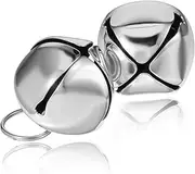 2 Pcs Large Dog Bells 1.18-inch Silver Dog Collar Bell Collar Loud Bells Cat Bells Collar Handmade Metal Puppy Hanging Ring Bells with Ring Pet Pendant Accessories for Dog Cat Pet, No