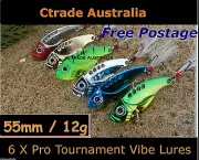 Vibe Fishing Lures Switch blade Lure 6 Pack 55mm 12g Pro Vibes Bream Flathead !!