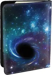[EdWal] Galaxy Print Passport Cover with Credit Card Holder Leather Passport Case, for Women Men Family ID Travel, Black, One Size