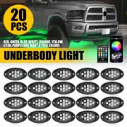 20x Pod RGB LED Rock Light Underbody Neon Glow Lamp Kit Bluetooth Control Music
