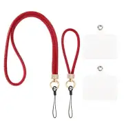 Phone Lanyard, Polyester Detachable Wrist Strap with Phone Patches, Red