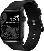 Nomad Hardware Nom Leather Modern Band for Apple Watch, Black/Black, 45 mm
