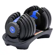 Powertrain 24kg Adjustable Dumbbell Home Gym Exercise Weights Free Workout (Blue)
