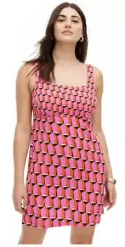 DVF Diane Von Furstenberg X Target Womens 90's Shift Pink Modern Geo MiniDress 6