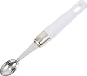 GRIRIW Fruit Spoon 304 Stainless Steel White Egg Shape Ergonomic Handle Versatile for Watermelon Melon