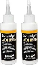 Lineco Neutral pH Liquid Adhesive, Acid-Free PVA Formula Preservation Material, Dries Quick and Clear, Water Soluble Flexible, 4 Ounces, Used for Book Binding and DIY Projects (Pack of 2)