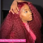 99J Burgundy Deep Wave 13x6 HD Lace Frontal Wig Pre plucked Red Curly Human Hair