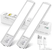 2Pack Aluminium 126 LED Under Cabinet Light Motion Sensor Wardrobe Closet Stairs Light Cupboard Lamp Wireless Magnetic Light (2 PACK-23cm)