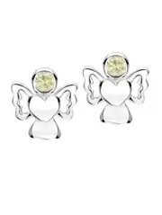 Girls Sterling Silver enamelled AUGUST Birthstone ANGEL Stud Earrings
