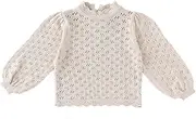 [TIBE PINCESS] Baby Girls Lace Sweater Toddler Cotton Knit Pullovers Kids Crochet Ruffle Lantern Sleeve Blouses Jumper Tops