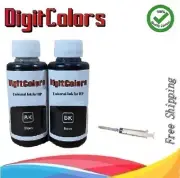 2x100ml Black ink Refill Kit Bottle BK for HP 60/61/62/63/64/65/67XL Cartridges