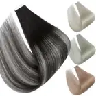 NEW COLOR Tape in Russian Remy Human Hair Extensions Skin Weft Full Head White A