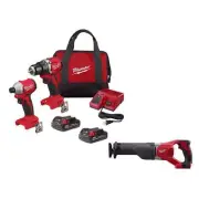 Milwaukee Drill + Impact Combo Kit w/ Reciprocating Saw 18V Brushless Crodless