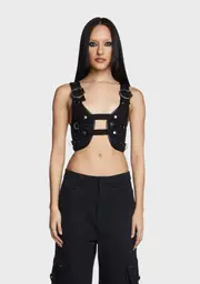 [Punk Rave] Punk Stretchy Eyelets Mesh Vest