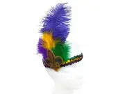 MARDI GRAS FEATHER Elastic Sequin Headband Jewel Sequin Headband New Orleans Bou