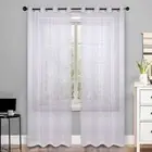 52" x 63" Jackson Striped Sheer Window Curtain Panels, Set of 2 white NEW SEALED