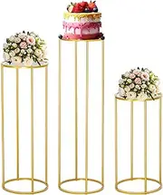 Quintin Cylinder Stands for Party, 3pcs Gold and Metal Cake Stand, Round Cylinder Columns Tables, Cake Table Stand, Cylinder and Square Pedestal for Display Parties Wedding Birthday Decoration (Cylinder)