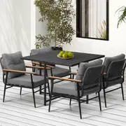 Livsip 4 Seater Outdoor Dining Set Patio Furniture Garden Black Table and Chairs