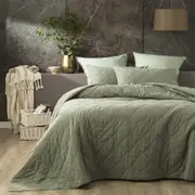 Renee Taylor Attwood Vintage Cotton Quilted Coverlet Soft Bedding Set Fern