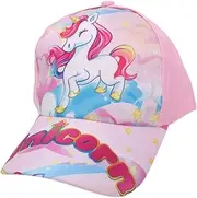 [HSIXHAF] 1 x Girls' Baseball Cap, Adjustable Children's Snapback Trucker Cap, Cotton, Girls' Baseball Hat, Sun Hat, Running Unicorn