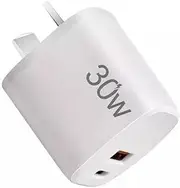 SATYAmarket 30W Dual Port Fast GaN Charger - SAA/RCM Compliant, GaN Technology, Compact Design - Power Delivery for iPhones, Androids, Tablets, Laptops
