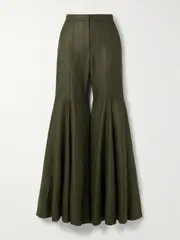 Salon 1884 - Leon Wool And Cashmere-blend Twill Flared Pants - Green - FR 40