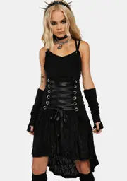 [Jawbreaker] Laced Up Dress W/ Velvet Devore Underlayer