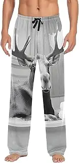 [XYMZR] Moose Bathtub Black White Men's Pajama Bottoms Lounge Pajama Pants Sleep Bottoms with Pockets for Men S