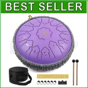HandPan 12-Inch Steel Tongue Drum with Accessories for Meditation & Healing