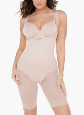 Miraclesuit Women's Sheer Shapewear Open Bust Mid-Thigh Slimmer Size Med