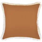 Cushion Cover-Coastal Fringe-Solid Rust-60cm x 60cm