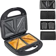 [belaco] Sandwich Maker 4 in 1 Sandwich Toaster panini Maker Machine Non-Stick Easy Clean Triangle Waffle Maker and Shell Detachable Plate Non-Stick Coating Plate Skid Resistant feet